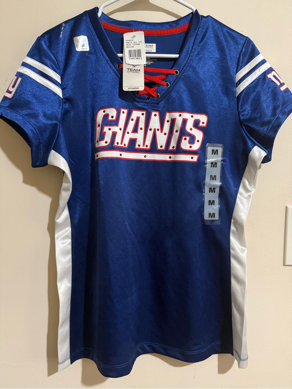 Team Apparel women' Blue Giants Lace-Up Jersey Top